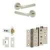 Complete Venice Door Handle Pack - Heavy Duty Latch - Satin Nickel - 76mm / 3-inch Hinges - JE-F21B-SN