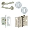 Complete Classic Door Handle Pack - Sashlock - Satin Nickel - 76mm / 3-inch Hinges - JE-A8B8-SN