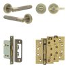 Complete Bari Door Handle Pack - Bathroom - Antique Brass - By Frelan Hardware - JE-D5A2-AB