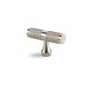 Knurled T bar Cupboard Pull Satin Silver