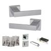 Senza Pari Panetti Door Handle Pack (Bathroom Set - 3" CE Bathroom Lock, 4" Fire Rated Hinges x3) - Polished Chrome