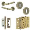 Complete Midtown Door Handle Pack - Sashlock - Antique Brass - 65mm / 4-inch Hinges - JE-G7A8-AB