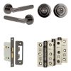 Complete Bari Door Handle Pack - Bathroom Lock (Standard Thumb Turn) - Black Nickel - 65mm / 3-inch Hinges - JE-D5B3-BN