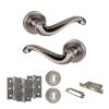 Old English Colchester Door Handle Pack (3 Lever Lock Set - 3" CE Sashlock, 3" Fire Rated Hinges x3) - Matt Gun Metal