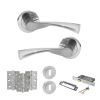 STATUS Colorado Door Handle Pack (3 Lever Lock Set - 2.5" CE Sashlock, 3" Fire Rated Hinges x3) - Satin Chrome