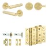 Complete Hex Door Handle Pack - Heavy Duty Tubular Bathroom (Plain Thumb Turn) - Satin Brass - 102mm / 3-inch Hinges - JE-C32B2-SB