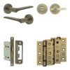 Complete Gio Door Handle Pack - Bathroom - Antique Brass - By Frelan Hardware - JE-E5B2-AB