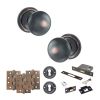 Old English Harrogate Door Knob Pack (Lock Set - 3" Latch & Deadlock, 4" Fire Rated Hinges x3) - Antique Copper