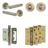 Complete Hex Door Handle Pack - Bathroom - Antique Brass - By Frelan Hardware - JE-C6A3-AB