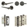 Complete Gio Door Handle Pack - Bathroom Lock (Plain Thumb Turn) - Black Nickel - 65mm / 3-inch Hinges - JE-E5B2-BN