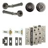 Complete Classic Door Handle Pack - Heavy Duty Tubular Bathroom (Standard Thumb Turn) - Black Nickel - 76mm / 4-inch Hinges - JE-A31A3-BN