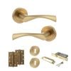 STATUS Colorado Door Handle Pack (3 Lever Lock Set - 2.5" CE Sashlock, 4" Slim Knuckle Hinges x2) - Satin Brass