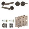 Complete Hex Door Handle Pack - Heavy Duty Tubular Bathroom (Plain Thumb Turn) - Dark Bronze - 102mm / 3-inch Hinges - JE-C32B2-DB