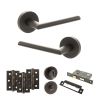 STATUS Alabama Door Handle Pack (Bathroom Set - 3" CE Bathroom Lock, 3" Fire Rated Hinges x3) - Urban Dark Bronze