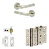 Complete Venice Door Handle Pack - Heavy Duty Latch - Satin Nickel - 64mm / 3-inch Hinges - JE-F20B-SN