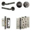 Complete Midtown Door Handle Pack - Bathroom Lock (Standard Thumb Turn) - Black Nickel - 65mm / 4-inch Hinges - JE-G5A3-BN