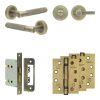 Complete Bari Door Handle Pack - Bathroom - Antique Brass - By Frelan Hardware - JE-D6A1-AB