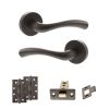 STATUS Texas Door Handle Pack (Latch Set - 2.5" CE Latch, 4" Slim Knuckle Hinges x2) - Urban Dark Bronze