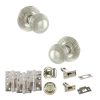 Old English Ripon Door Knob Pack (Bathroom Set - 4" Deadbolt, 4" Fire Rated Hinges x3) - Polished Nickel