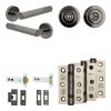 Complete Hex Door Handle Pack - Heavy Duty Tubular Bathroom (Standard Thumb Turn) - Black Nickel - 102mm / 3-inch Hinges - JE-C32B3-BN