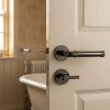 Complete Midtown Door Handle Pack - Bathroom Lock (Knurled Thumb Turn) - Black Nickel - 65mm / 4-inch Hinges - JE-G5A1-BN