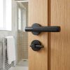 Complete Bari Door Handle Pack - Bathroom Lock (Plain Thumb Turn) - Matt Black - 76mm / 3-inch Hinges - JE-D6B2-MB