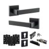 STATUS Montana Door Handle Pack (Euro Lock Set - 2.5" CE Sashlock, 4" Fire Rated Hinges x3) - Matt Black