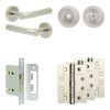 Complete Venice Door Handle Pack - Bathroom Lock (Standard Thumb Turn) - Satin Nickel - 76mm / 4-inch Hinges - JE-F6A3-SN