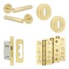 Complete Hex Door Handle Pack - Sashlock - Satin Brass - 65mm / 3-inch Hinges - JE-C7B8-SB
