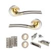 STATUS Indiana Door Handle Pack (Euro Lock Set - 3" CE Sashlock, 4" Slim Knuckle Hinges x2) - Satin Nickel/Polished Brass