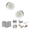 Old English Skipton Door Knob Pack (Bathroom Set - 4" Deadbolt, 3" Fire Rated Hinges x3) - Polished Chrome