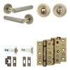 Complete Hex Door Handle Pack - Heavy Duty Tubular Bathroom (Standard Thumb Turn) - Antique Brass - 102mm / 3-inch Hinges - JE-C32B3-AB