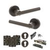 STATUS Nebraska Door Handle Pack (Euro Lock Set - 2.5" CE Sashlock, 4" Fire Rated Hinges x3) - Urban Dark Bronze