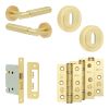 Complete Bloom Door Handle Pack - Sashlock - Satin Brass - 76mm / 3-inch Hinges - JE-B8B8-SB