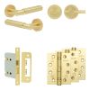 Complete Bloom Door Handle Pack - Bathroom Lock (Plain Thumb Turn) - Satin Brass - 76mm / 4-inch Hinges - JE-B6A2-SB