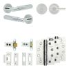 Complete Bloom Door Handle Pack - Heavy Duty Tubular Bathroom (Plain Thumb Turn) - Polished Chrome - 64mm / 4-inch Hinges - JE-B30A2-PC