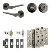 Complete Gio Door Handle Pack - Heavy Duty Tubular Bathroom (Standard Thumb Turn) - Black Nickel - 64mm / 4-inch Hinges - JE-E30A3-BN