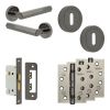 Complete Hex Door Handle Pack - Sashlock - Black Nickel - 65mm / 4-inch Hinges - JE-C7A8-BN