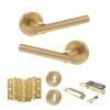 STATUS Nebraska Door Handle Pack (3 Lever Lock Set - 3" CE Sashlock, 3" Fire Rated Hinges x3) - Satin Brass