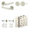 Complete Hex Door Handle Pack - Heavy Duty Tubular Bathroom (Plain Thumb Turn) - Satin Nickel - 102mm / 4-inch Hinges - JE-C32A2-SN