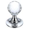Zoo Hardware Glass Ball Mortice Knob - Facetted Clear - 50mm - Polished Chrome