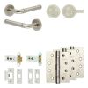 Complete Midtown Door Handle Pack - Heavy Duty Tubular Bathroom (Knurled Thumb Turn) - Satin Nickel - 76mm / 4-inch Hinges - JE-G31A1-SN