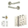 Complete Classic Door Handle Pack - Heavy Duty Latch - Satin Nickel - 64mm / 4-inch Hinges - JE-A20A-SN