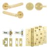 Complete Bari Door Handle Pack - Heavy Duty Tubular Bathroom (Knurled Thumb Turn) - Satin Brass - 76mm / 4-inch Hinges - JE-D31A1-SB