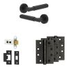 Complete Bloom Door Handle Pack - Heavy Duty Latch - Matt Black - 64mm / 4-inch Hinges - JE-B20A-MB