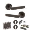 STATUS Carolina Door Handle Pack (Euro Lock Set - 2.5" CE Sashlock, 4" Slim Knuckle Hinges x2) - Urban Dark Bronze