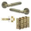 Complete Bloom Door Handle Pack - Internal Doors - Antique Brass - By Frelan Hardware - JE-B3B-AB