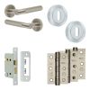 Complete Bari Door Handle Pack - Sashlock - Satin Nickel - 65mm / 3-inch Hinges - JE-D7B8-SN