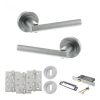 STATUS Nebraska Door Handle Pack (3 Lever Lock Set - 2.5" CE Sashlock, 4" Fire Rated Hinges x3) - Satin Chrome