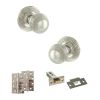 Old English Ripon Door Knob Pack (Latch Set - 4" HD Latch, 4" Slim Knuckle Hinges x2) - Polished Nickel